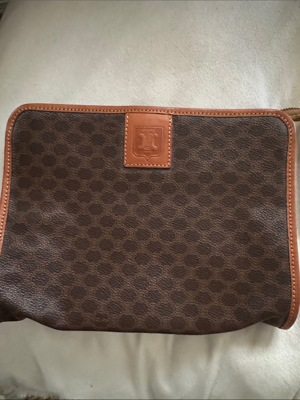 Celine Brown and Tan Monogram Toiletry Pouch